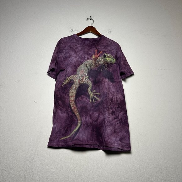 The Mountain Lizard Purple Tie-Dye Graphic T Shirt Men L Y2K Reptile Abstract - Picture 1 of 8